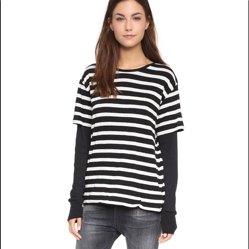 R13 Double Layered Thermal Long Sleeve Tee - Sz S